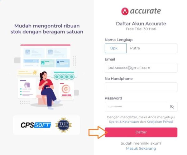 cara daftar accurate online