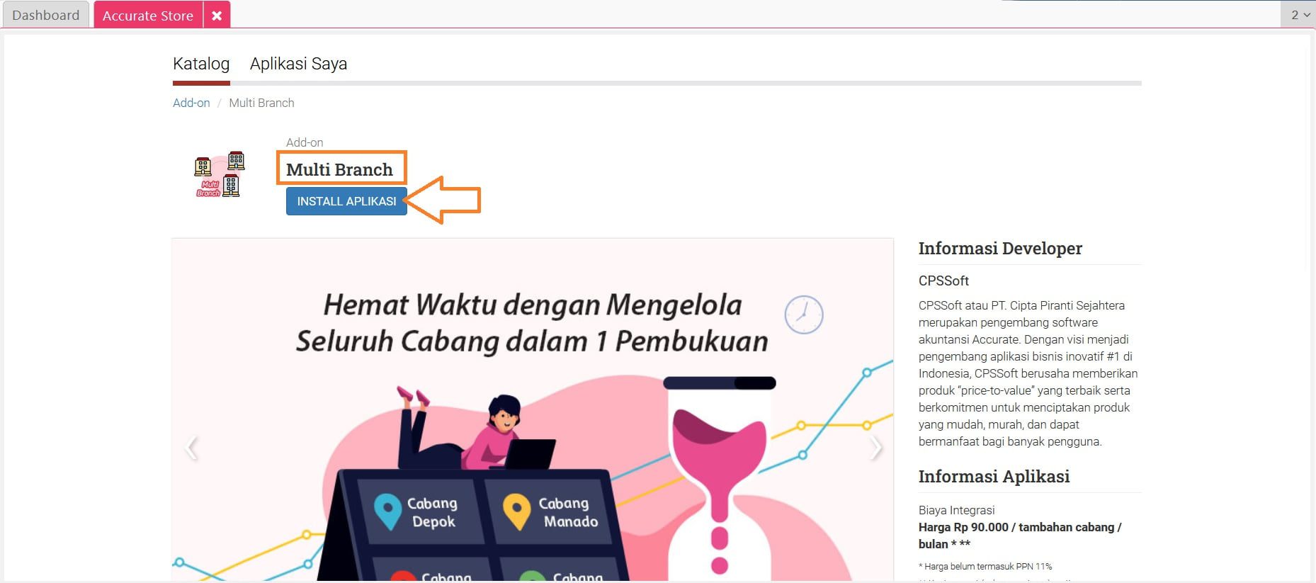 fitur cabang accurate online
