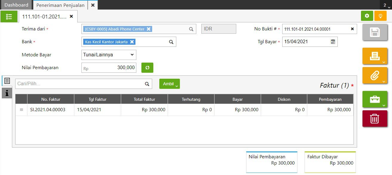 fitur penerimaan penjualan accurate online