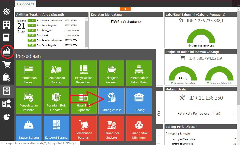 fitur barang stok minimum accurate online