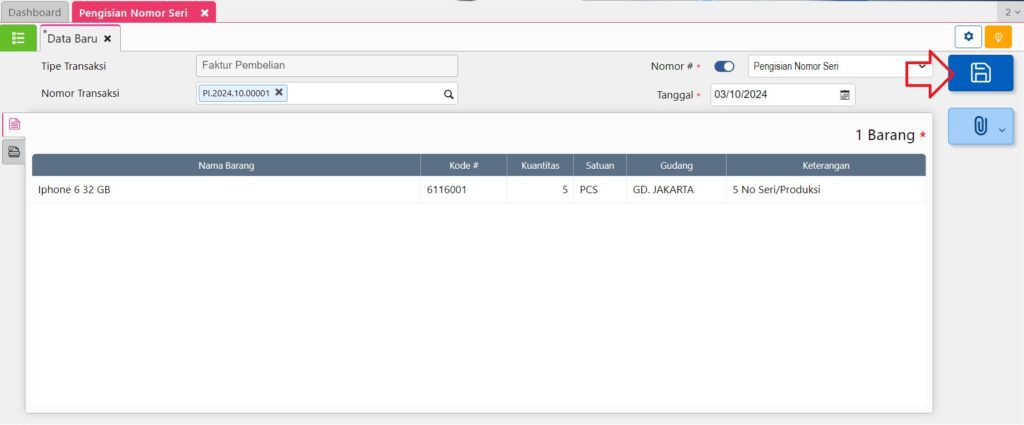 fitur pengisian nomor seri accurate online