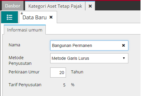fitur kategori aset tetap pajak accurate online